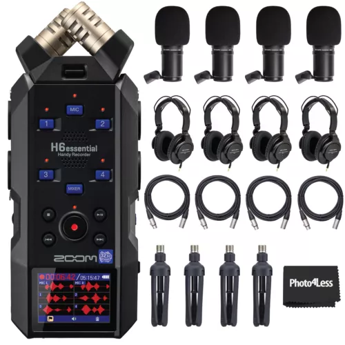Zoom H6essential 6-Track 32-Bit Float Portable Audio Recorder Bundle