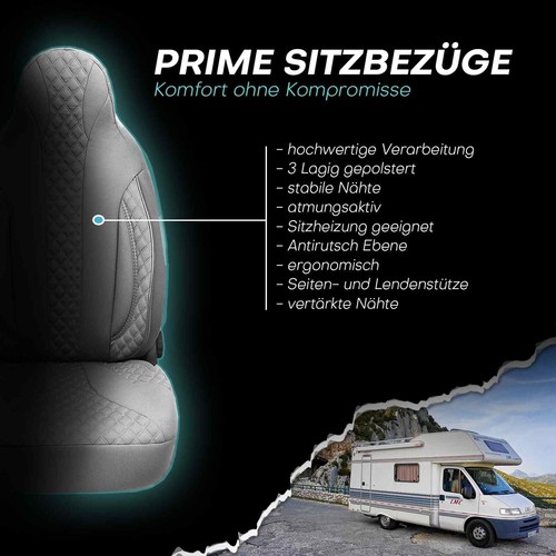Fundas de asiento para autocaravana Pilot adecuadas para Amadeus 6000 Half-Bunk 540 (gris) - Imagen 3 de 11