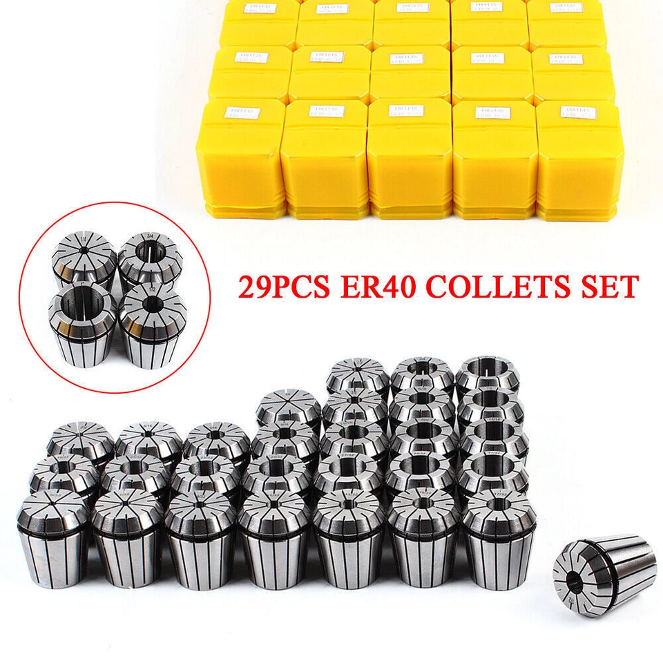 29 Pcs ER40 Precision Spring Collet Set Milling Lathe CNC Chuck Bit Holder Tool - Image 2 of 4