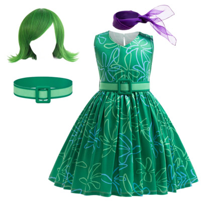 Ekel Cosplay Kostüm Kinder Cartoon Blume Prinzessin Kleid + Gürtel + Schal + Perücke Mädchen