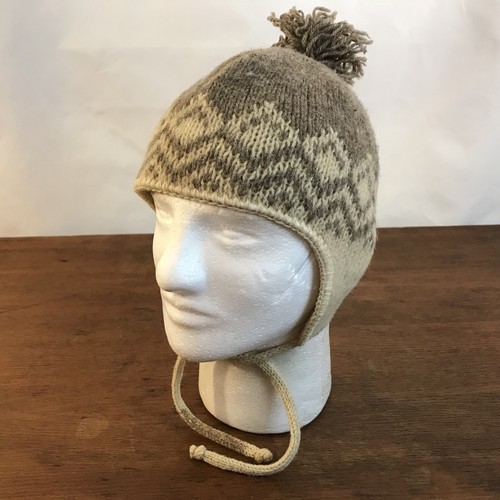 White Knit Earflap Beanie Hat Womens 