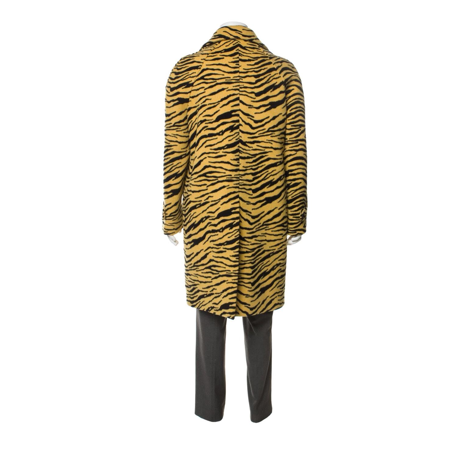 SAINT LAURENT Cappotto soprabito Celine Fall19 lana tigre con etichette giacca pavone YSL Dior