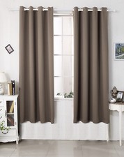 WOLTU 2x Gardinen Vorhänge Verdunklungsvorhang Ösen Blickdicht 135x225cm Taupe