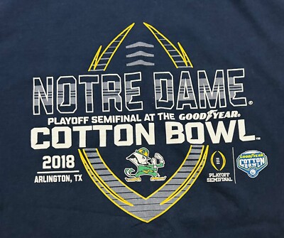 Notre Dame Fighting Irish T-Shirt Cotton Bowl 2018 Playoff Semifinal Game  Size M