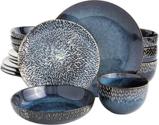 Gibson Elite Matisse 16-Piece Reactive Stoneware Dinnerware Set - Cobalt