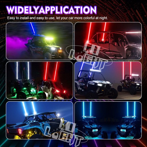 For Polaris RZR 1000 XP Whipless RGB Laser Whip Lights LED Spot Beam Pod Lights - Picture 8 of 9