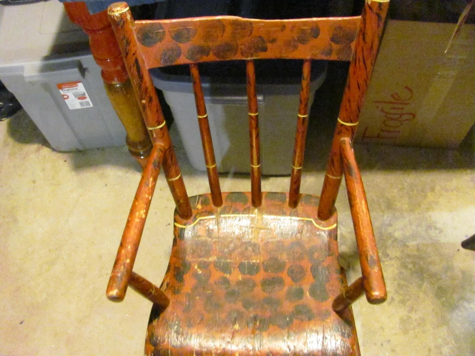 Antique Maine Red with Black Dots Country Child's Highchair c. 1850 - Image 2 of 4