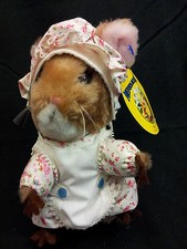 Merry Mouse Brown Pink White Dress Vtg Tag Priscilla Hillman Dakin Plush 8" Toy