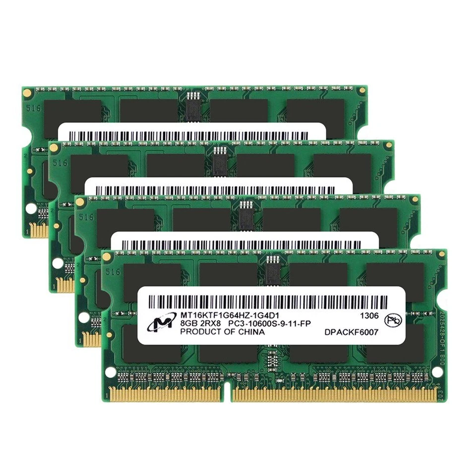 Micron 32GB 16GB 8GB PC3-10600S DDR3 1333MHz 204Pin CL9 SODIMM Laptop Memory RAM - Image 2 of 4