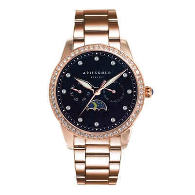 Aries Gold L 5040 RG-BKMP Multifunction Stainless Steel Women's Watch