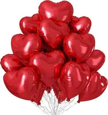 100 x 18'' Red Heart Foil Balloons Valentine Wedding BALLOON Shape Helium Party