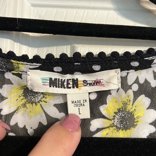 Tunica kimono MIKEN SWIM taglia grande stampa margherita uncinetto chiffon copricostume da bagno - Foto 6 di 11