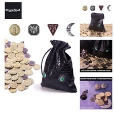 Byhoo 145PCS Metall DND Münzen & Ledertasche, Enthält 60 Goldmünzen, 40 Silbe...