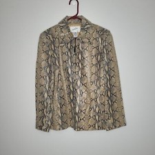 Vintage Jacqueline Ferrari 90s Leather Snakeskin Pint Zip Front Jacket Medium