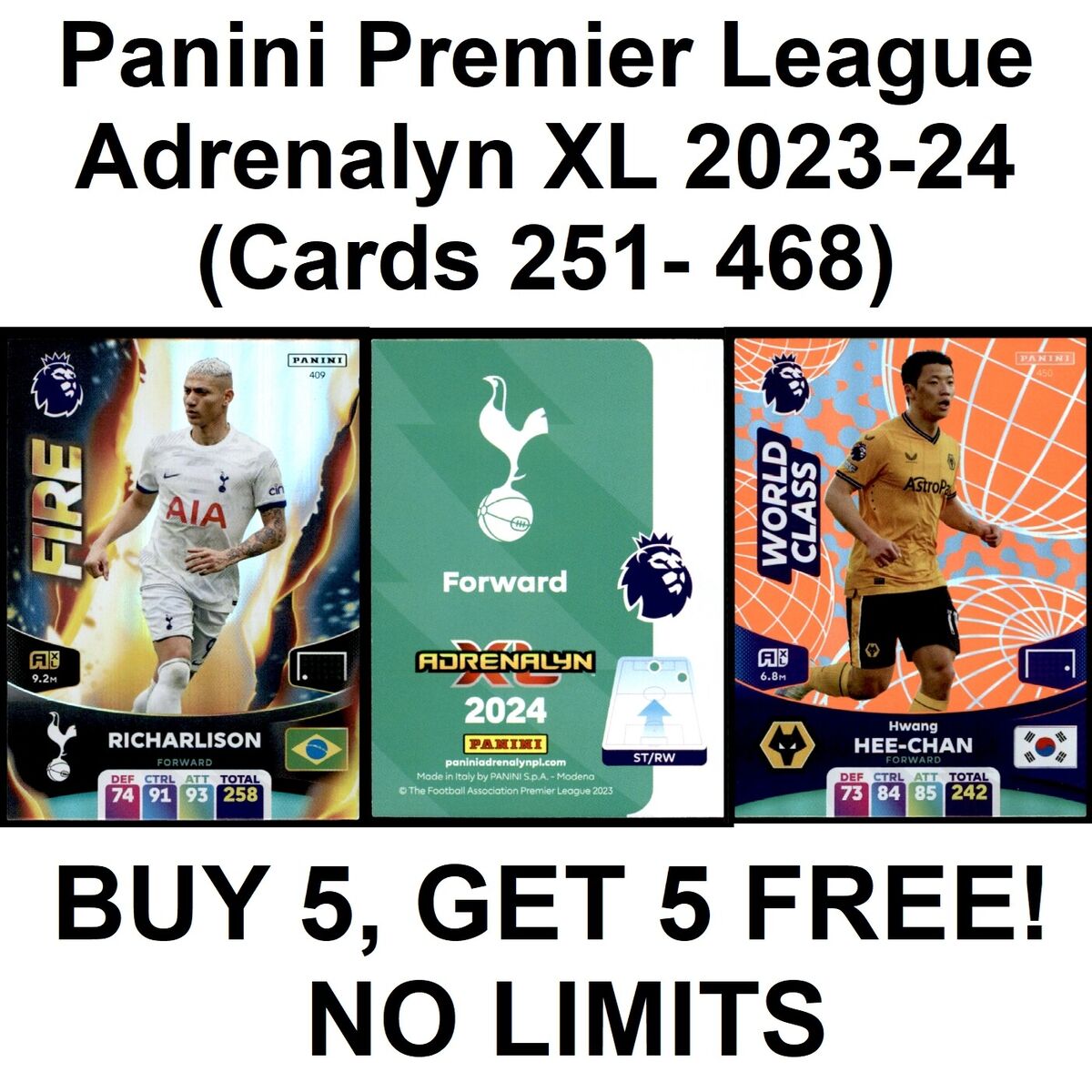 2023-24 Panini Adrenalyn XL Premier League Cards - 36-Pack Box (216 Cards)  