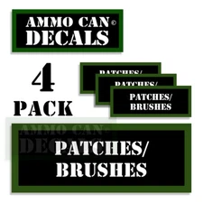 PATCHES / BRUSHES Ammo Can LABELS STICKERS DECALS for Ammunition 3"x1.15" 4pack