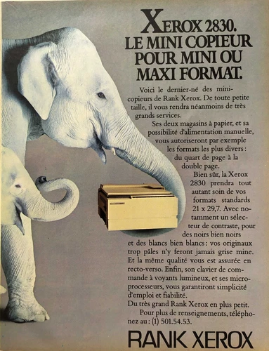 Publicité Papier - Mini Copier Rank Xerox De 1982