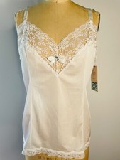 NOS VTG 80'S GINA MASSI PRETTY WHITE LACE NYLON CAMISOLE TOP 40 M