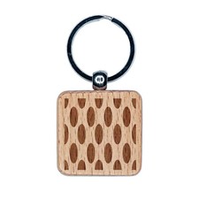 Abstract Oval Pattern Background Engraved Wood Square Keychain Tag Charm