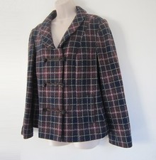 Urban Outfitters Lux Blue Purple Plaid Wool Blend Double Breasted Coat Size L