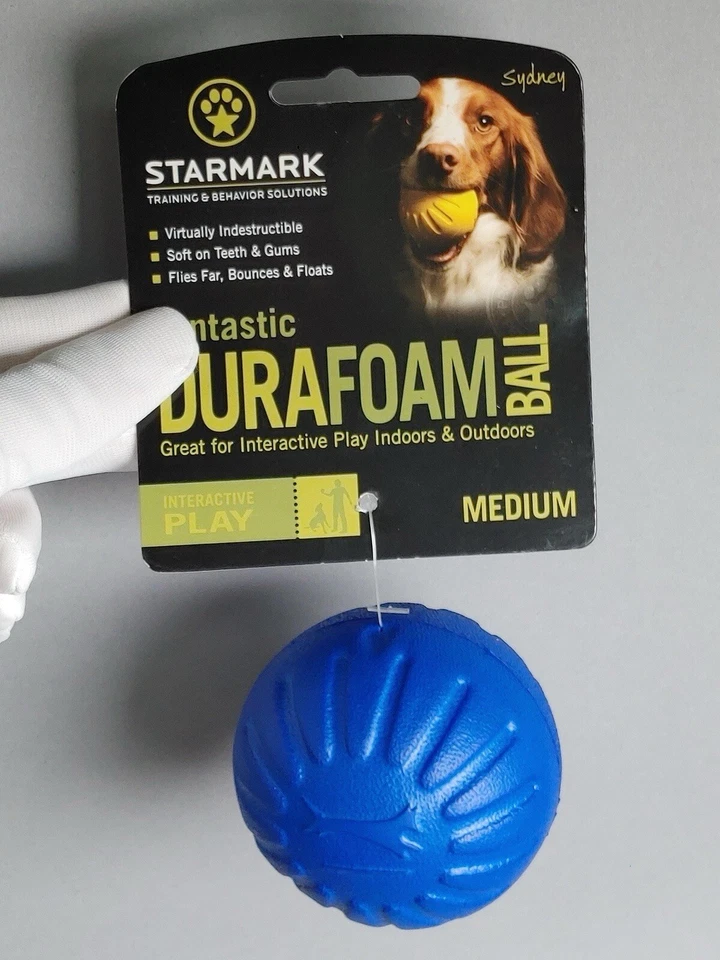 Dog Fetch DURAFOAM BALL Medium blue Starmark - Brand New US seller - Imagem 2 de 4