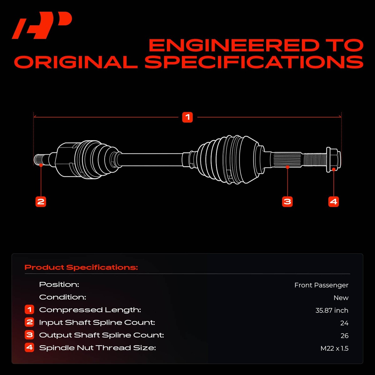 AXEL① A-Premium Front Right CV Axle Shaft Assembly for Mazda Protege 97