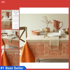 Heavyweight Jacquard Tablecloth 60 x 120 Inch Rectangular Golden Rust Fall