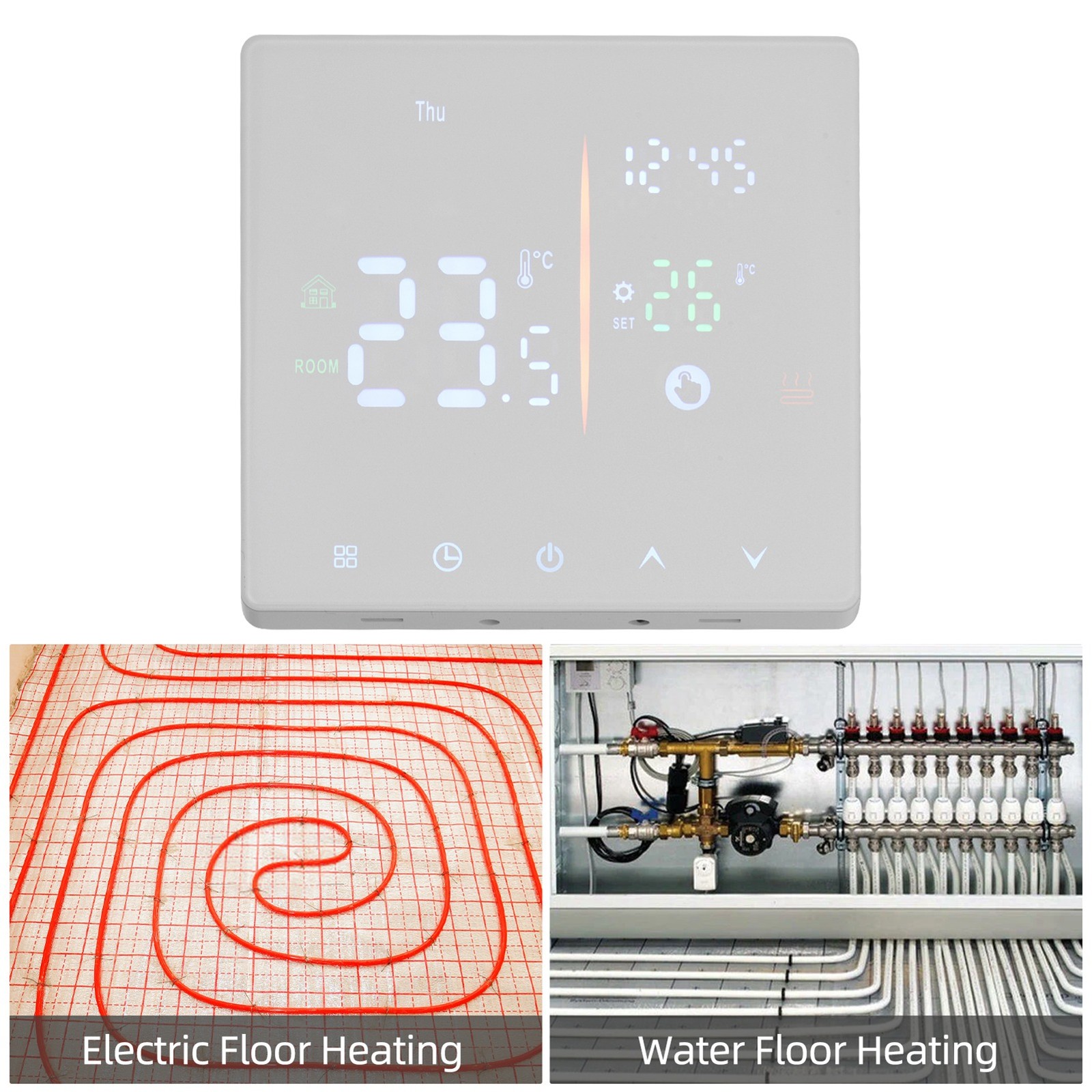 Smart Thermostat Full Touch Manual Automatic Mode Programmable Digital Temp BAJ