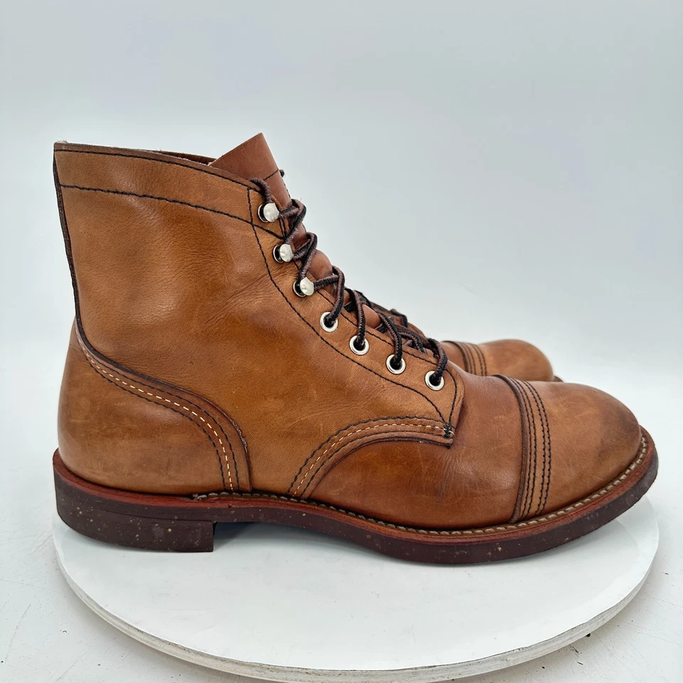 Red Wing Iron Ranger Men Size 9.5 D Medium Brown Leather Cap Toe Ankle Boot - Image 4 of 4