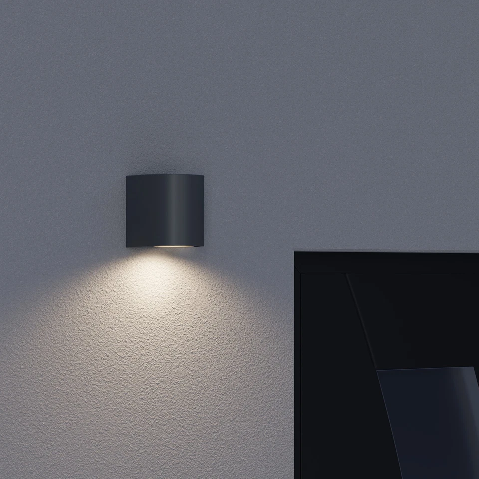 2x Wandleuchte ALSE für außen IP54 Downlight anthrazit matt rund 1x GU10 max. - Bild 4 von 4