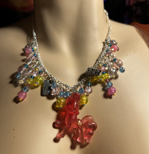 Handmade Necklace My Little Pony Charm Glass  Plastic Breads Pinkie Pie Pink
