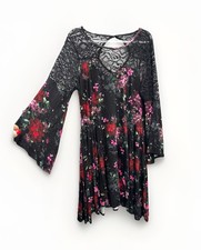 Vestido Tórrido Capricho Hada Grunge Encaje Manga Campana Bruja Talla 1/1X Negro Multi