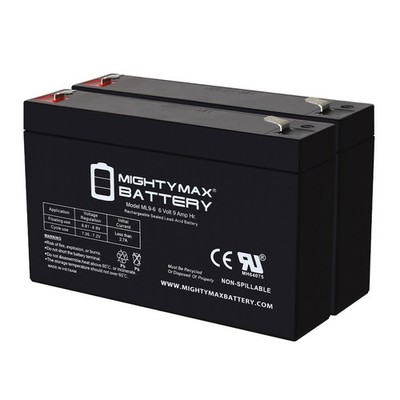 Mighty Max 6V, 9Ah, AGM, F2 Terminal, Replaces Emergency Lights PC7-6 - 2 Pack