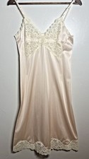 Light Pink with Lace Florals Slip Dress Nightgown No Size see measurements 