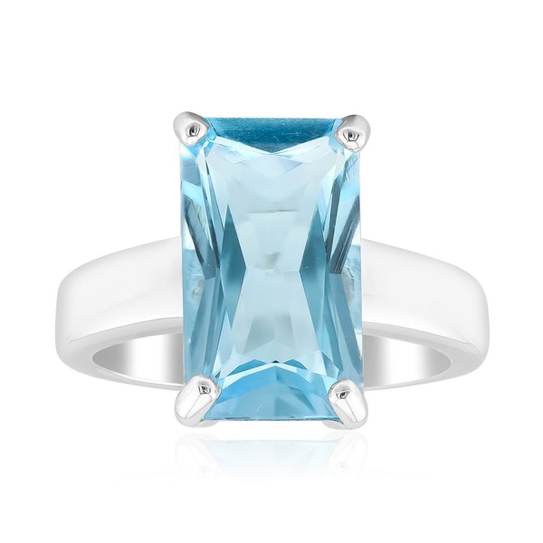 Cavill Ring Himmelblauer Topas 5,35Ct Sterlingsilber Rhodiniert Damen-image