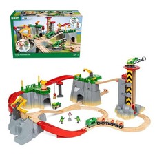BRIO World Cargo Mountain Set - 49-Piece FSC-Certified Wood Train Set Access...