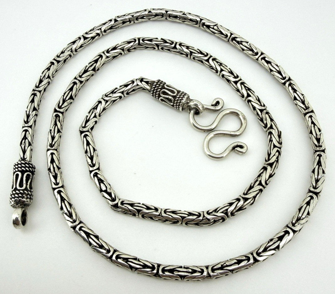 Solid Sterling Silver 925 Byzantine Chain Necklac… - image 1
