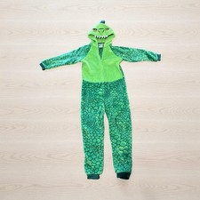 Saint Eve Kids Dinosaur Green Fleece Pajama  Hood Costume Halloween Size XS 5/6