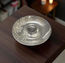 Towle Mother Of Pearl Aluminum Floral Chip & Dip Bowl Dish 14 Inch Diameter