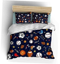 Sports Comforter Sets Bed in A Bag Size,3D Soccer Queen White Red Navy Blue