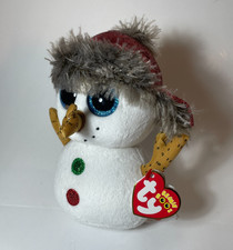 Ty Beanie Boos Scoop Snowman Christmas 9” Plush with Tags Sparkle Eyes