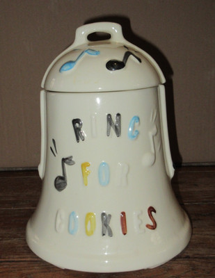 Vintage American Bisque USA Ring for Cookies Bell Cookie Jar 9.5'' Canister