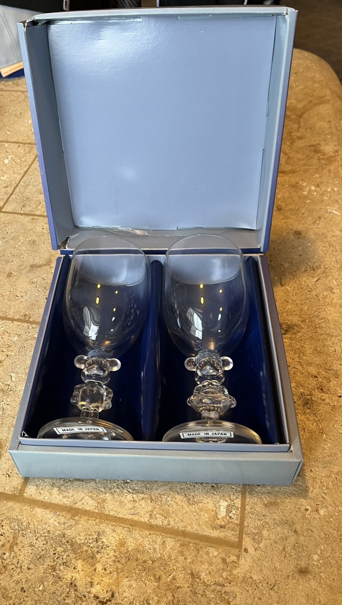 Mickey Mouse Minnie stemmed wine glasses Walt Disney world Disneyland k. Onishi