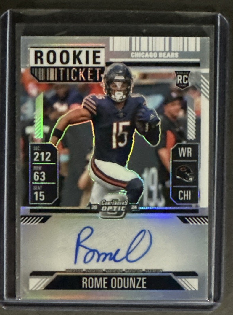 2024 Contenders Optic Rome Odunze Rookie Ticket Auto Silver Variation On Card