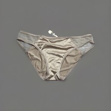 Vintage Victoria's Secret Silky Second Skin Satin Gold Bikini Panty Size M New