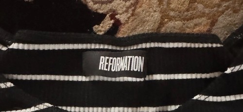 REFORMATION Striped Top Size XS Ribbed Slightly Off Shoulder - Picture 4 of 6