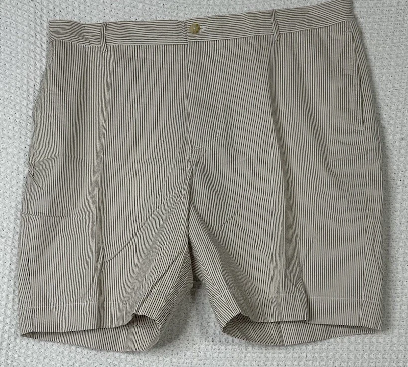 TAILORBYRD COLLECTION New 38 Tan/white Stripe Cotton 8.5 Men’s Short