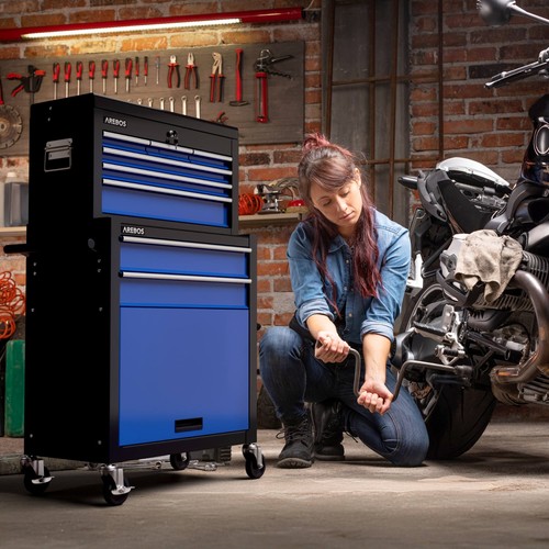 AREBOS carrello da officina carrello portautensili cassetta attrezzi 9 scomparti - Foto 2 di 12