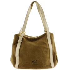 LOEWE anagram Shoulder Bag Brown Suede Women