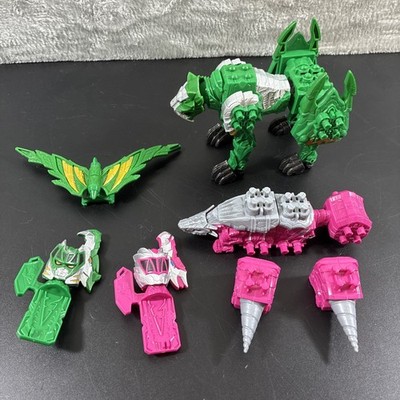 Power Rangers Dino Fury Pink Ankylo Hammer and Green Tiger Claw Zord